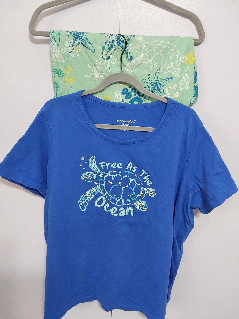 Blue 'Free As The Ocean' Women's Pajama Tee and Pants Set